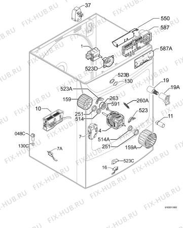 Взрыв-схема сушильной машины Privileg 852955_20641 - Схема узла Electrical equipment 268