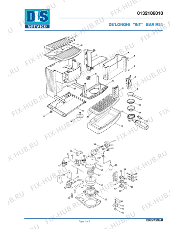 Схема №1 BAR M 34 с изображением Элемент корпуса для кофеварки (кофемашины) DELONGHI 7132101100