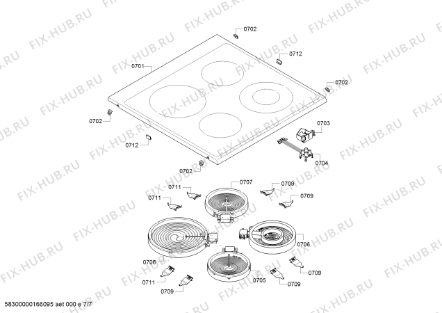 Взрыв-схема плиты (духовки) Siemens HC723233G - Схема узла 07