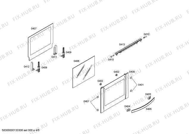 Схема №5 P1HEB49052 с изображением Крышка для духового шкафа Bosch 00681225