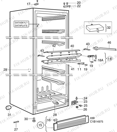 Взрыв-схема холодильника Electrolux EU8102K - Схема узла C10 Cabinet