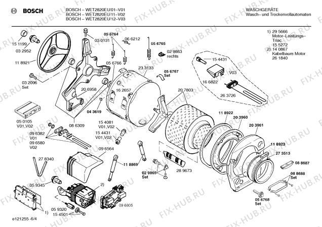 Схема №6 WET2820EU с изображением Инструкция по эксплуатации для стиральной машины Bosch 00520529