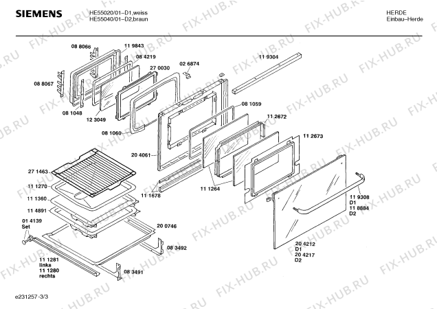 Схема №3 HE55020 с изображением Панель для духового шкафа Siemens 00272328