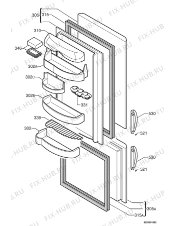 Взрыв-схема холодильника Juno JKG7400BL - Схема узла Door 003