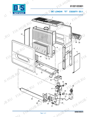 Схема №1 CS 230TP с изображением Панель для обогревателя (вентилятора) DELONGHI 710246