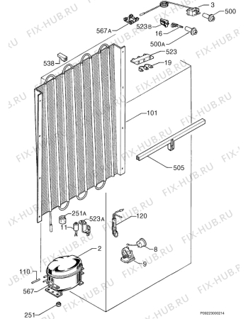 Взрыв-схема холодильника Zanussi ZV205RM - Схема узла Cooling system 017