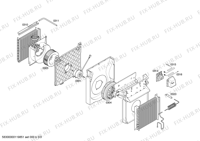 Взрыв-схема кондиционера Bosch PAM0320 - Схема узла 03