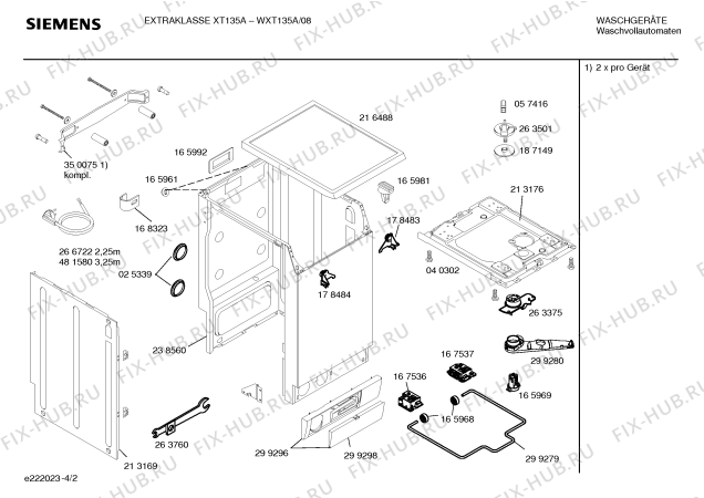 Взрыв-схема стиральной машины Siemens WXT135A EXTRAKLASSE XT 135A - Схема узла 02