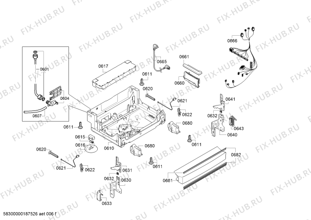 Схема №7 3VS570BA с изображением Столешница для электропосудомоечной машины Bosch 00686316