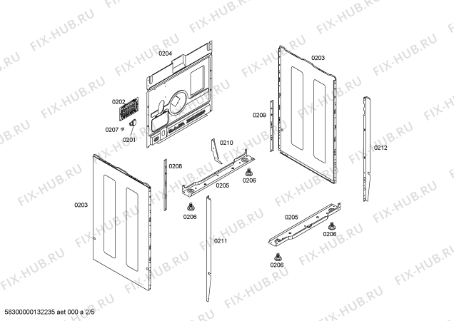 Схема №5 HLN423021E с изображением Ручка двери для электропечи Bosch 00668291