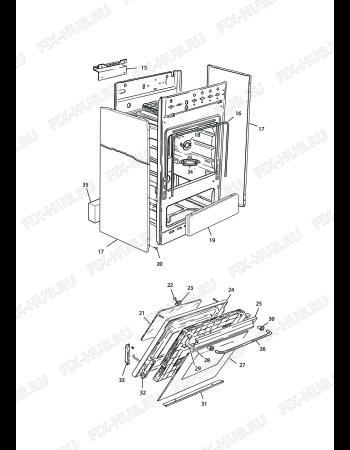 Взрыв-схема плиты (духовки) DELONGHI HGW 554 - B50 S GB - Схема узла 2