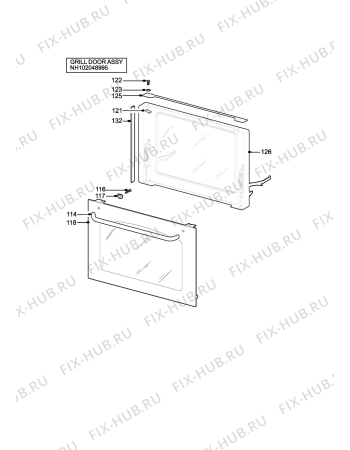 Взрыв-схема плиты (духовки) Fagor FBU-720X - Схема узла H10 Grill door assy