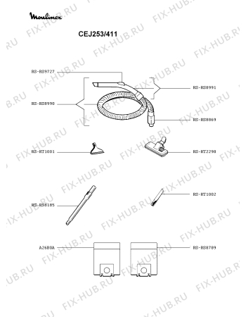 Взрыв-схема пылесоса Moulinex CEJ253/411 - Схема узла UP003675.0P2