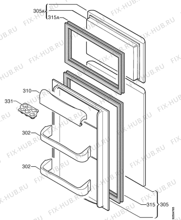 Взрыв-схема холодильника Zanussi Z22/5W - Схема узла Door 003