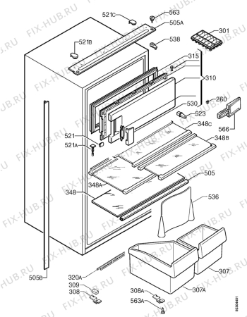 Взрыв-схема холодильника Arthurmartinelux AR7335I - Схема узла Housing 001