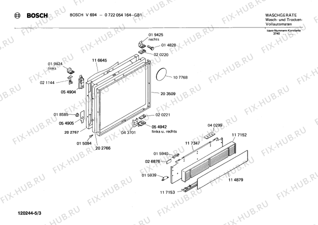 Взрыв-схема стиральной машины Bosch 0722054164 V694 - Схема узла 03