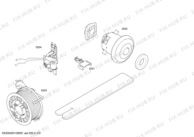 Схема №3 BSG82001IL ergomaxx 2000 W с изображением Кабельная катушка для электропылесоса Bosch 00497153