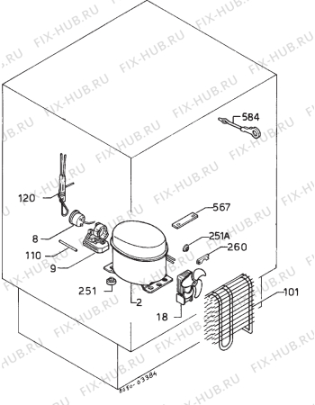 Взрыв-схема холодильника Zanussi ZU7155 - Схема узла Cooling system 017