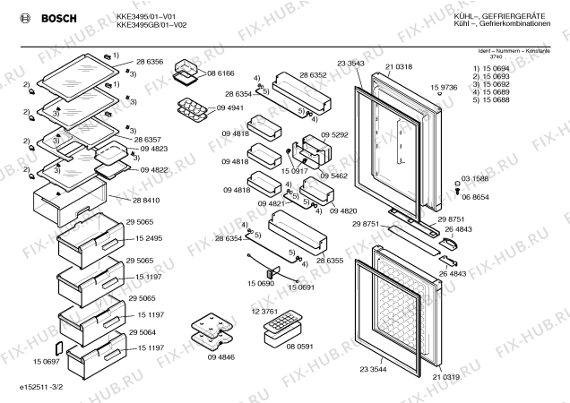 Схема №3 KKE3495 с изображением Дверь для холодильника Bosch 00210318