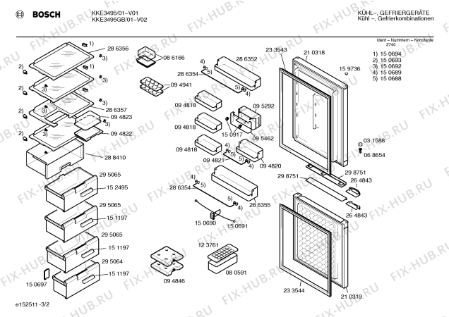 Схема №3 KKE3495 с изображением Передняя панель для холодильника Bosch 00295060