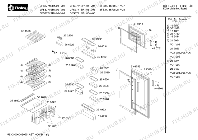 Взрыв-схема холодильника Balay 3FS3771SR1 - Схема узла 02