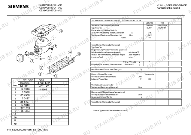 Взрыв-схема холодильника Siemens KS39V06NE - Схема узла 03