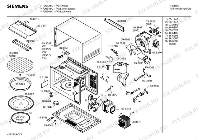 Схема №3 HF26561 с изображением Инструкция по эксплуатации для микроволновой печи Siemens 00520280