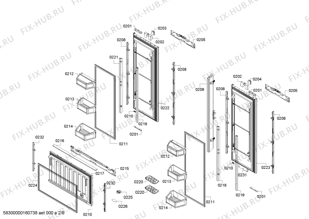 Схема №8 CI36BP01 с изображением Крышка для холодильника Siemens 00687252