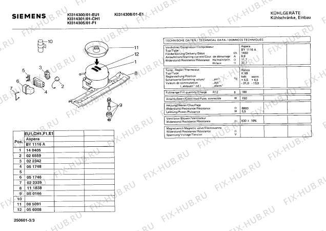 Взрыв-схема холодильника Siemens KI314308 - Схема узла 03