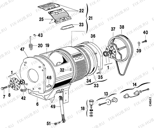 Взрыв-схема стиральной машины Castor CA640X - Схема узла Boiler