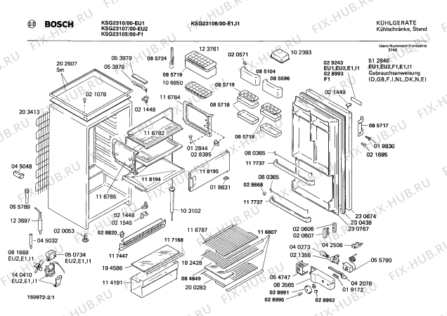 Схема №2 KS23G00TP с изображением Боковая часть корпуса для холодильной камеры Bosch 00116785