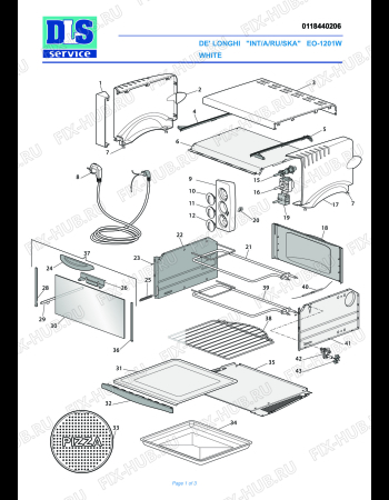 Схема №1 EO 1200W с изображением Обшивка для электропечи DELONGHI 5918132400