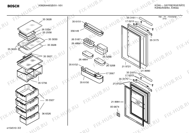 Взрыв-схема холодильника Bosch KIM26440GB - Схема узла 02