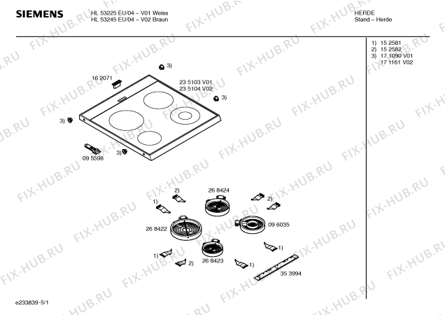 Схема №5 HL53225EU с изображением Стеклокерамика для духового шкафа Siemens 00235103