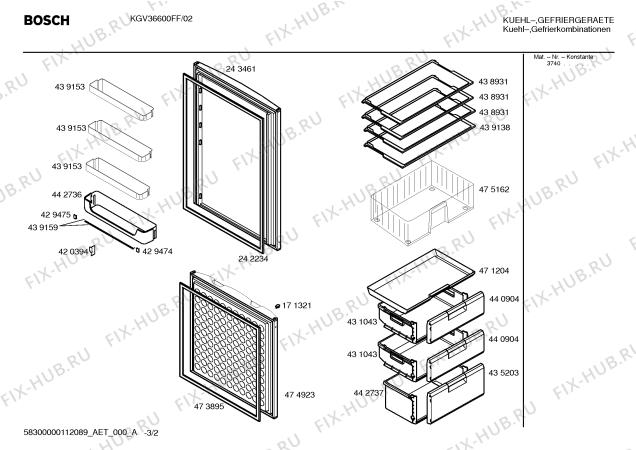 Схема №3 KGV36600 с изображением Дверь для холодильника Bosch 00243461