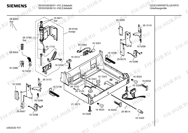 Взрыв-схема посудомоечной машины Siemens SE65530GB - Схема узла 05