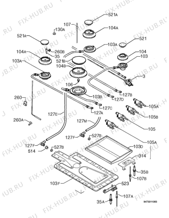 Взрыв-схема плиты (духовки) Privileg 700251_30398 - Схема узла Functional parts 267