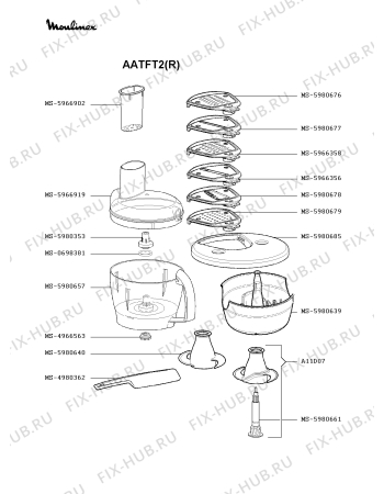 Взрыв-схема кухонного комбайна Moulinex AATFT2(R) - Схема узла LP002406.9P2