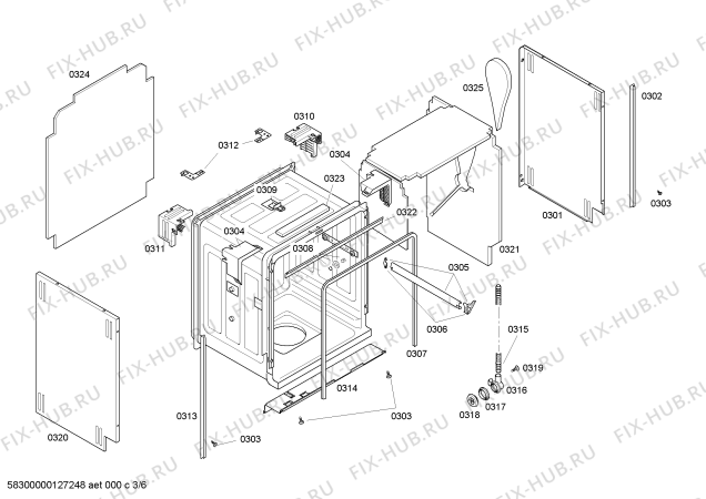 Взрыв-схема посудомоечной машины Bosch SHX98M05UC - Схема узла 03