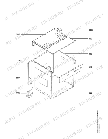 Взрыв-схема плиты (духовки) Juno Electrolux JON30020X  DE  ENV06 - Схема узла Housing 001