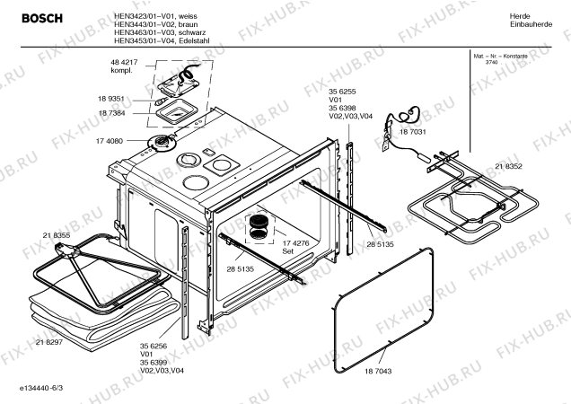 Схема №6 HEN3463 с изображением Инструкция по эксплуатации для плиты (духовки) Bosch 00581842