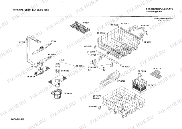 Схема №3 GS844 GS844(02) с изображением Панель для посудомойки Bosch 00270726