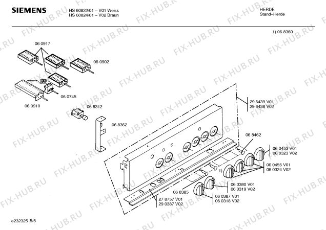 Схема №5 HS60824 с изображением Переключатель для духового шкафа Siemens 00060319