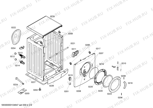 Взрыв-схема стиральной машины Bosch WFX2850GR Maxx Advandage WFX2850 - Схема узла 02