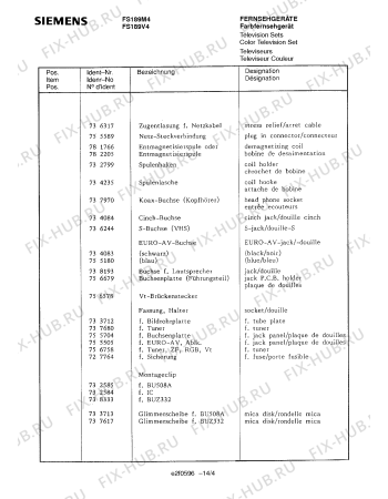 Схема №14 FS989V4 с изображением Модуль для телевизора Siemens 00756185