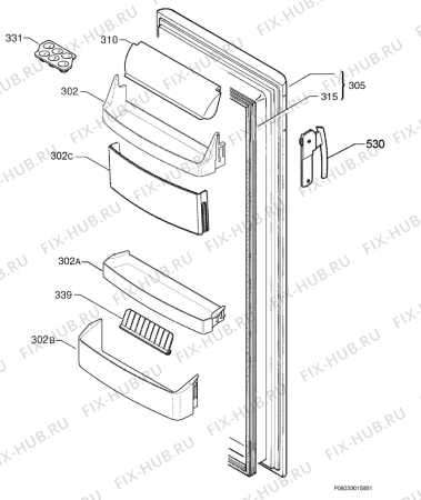 Взрыв-схема холодильника Electrolux ERE39391W - Схема узла Door 003