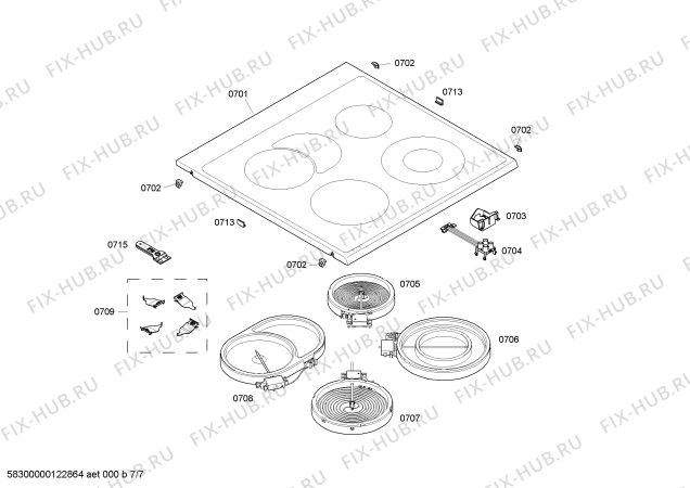 Взрыв-схема плиты (духовки) Siemens HL654500V - Схема узла 07