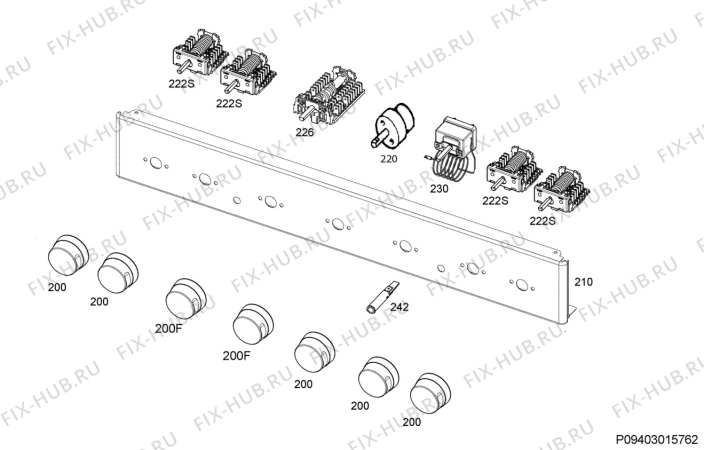 Взрыв-схема плиты (духовки) Zanussi ZCE65210WA - Схема узла Command panel 037