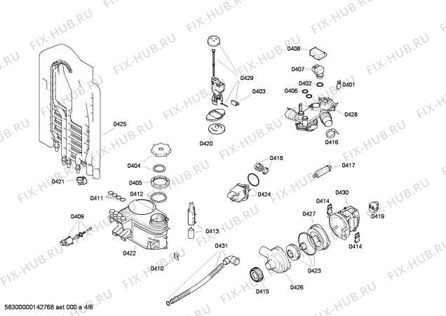 Взрыв-схема посудомоечной машины Bosch SGS53E92TC - Схема узла 04