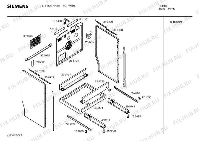 Схема №5 HL54425NN с изображением Инструкция по эксплуатации для плиты (духовки) Siemens 00524156